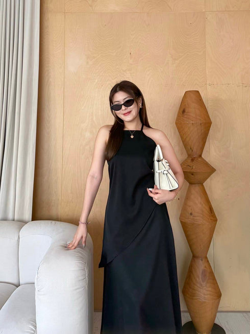 Ladies Asymmetrical Sleeves Back Tie Tops Witj A-Line Skirts